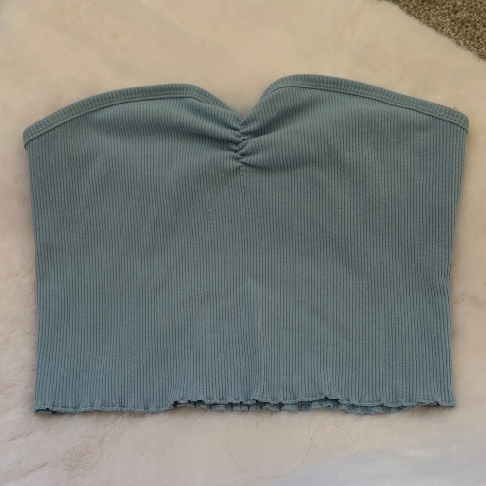 Blue Ribbed Tube Top